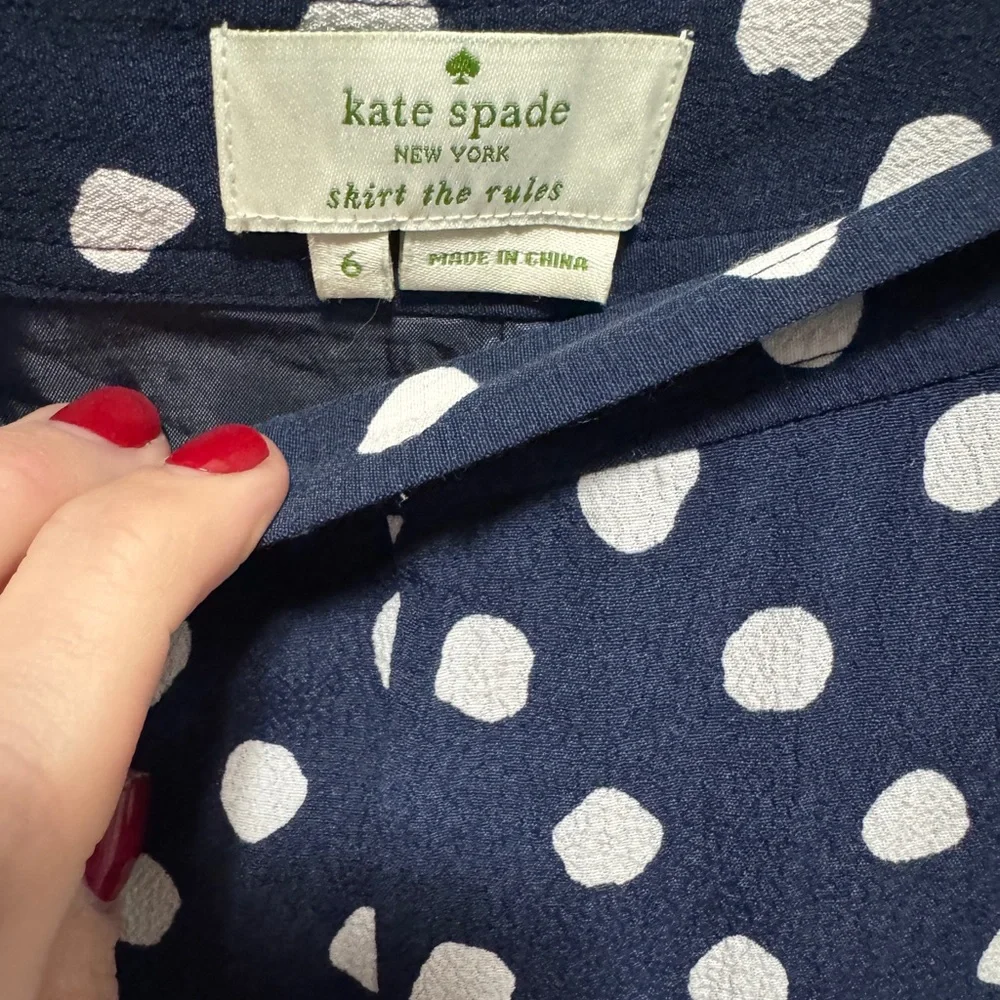 Kate Spade Liv Navy/White Polka Dot Skirt - Picture 5 of 5